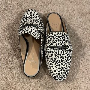 Paolo Black and White Spotted Mules